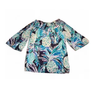 Lilly Pulitzer Women’s Off The Shoulder Navy Alotta Colada Mini Dress Size XXS thumbnail 4