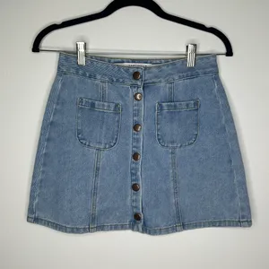 Jean Denim Mini Skirt Bruce Button Front Size 25 thumbnail 1