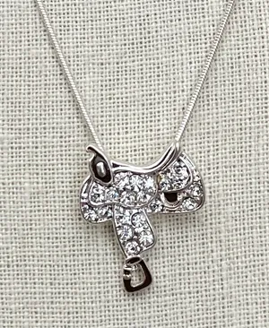 Rhinestone Western Saddle Necklace Silver thumbnail 1
