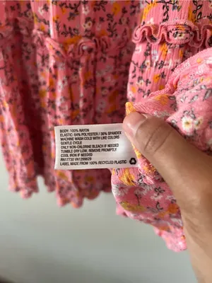 Pink Ditsy Floral Smocked Mini Dress Medium Tie Strap Cottagecore Summer Beach thumbnail 6