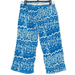 Umgee Pants Wide Leg Crop Boho Tropical Summer Casual Eclectic Blue Size Large thumbnail 4