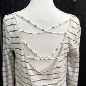 Hollister Slub Knit Tee Top Womens S Striped Strappy Back Layering Costal Preppy thumbnail 3