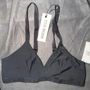 Steve Madden Women Black Logo Strap Triangle Bralette SM12151 XL NEW thumbnail 1