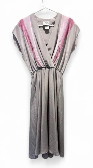 L.T.D. by Roberta Satin Slip Dress Pink & Taupe Deep V Draped‎ Waist Vintage Y2K thumbnail 1