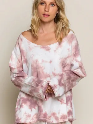 O POL Pink Tie-Dye Lightweight Women’s Pullover Sweatshirt Medium thumbnail 2