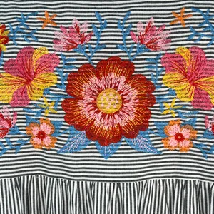 Savanna Jane White Striped Ruffled Dress Floral Embroidery Red Yellow Orange thumbnail 3