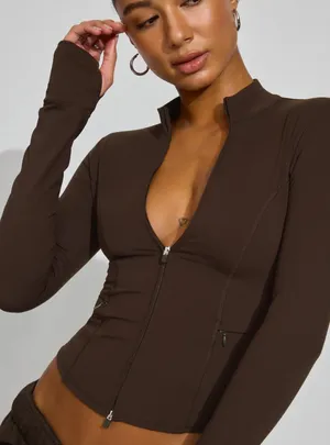 Garage brown seamed active jacket  thumbnail 1