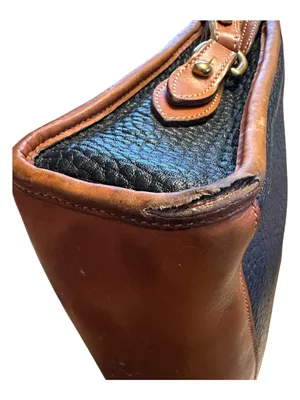 Dooney & Bourke Vntg Black Camel Pebbled Leather Crossbody Bag Brass Hardware thumbnail 8