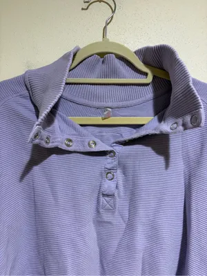 Free People FP Movement So Fly Henley Snap Neck Ribbed Pullover Purple Medium thumbnail 6