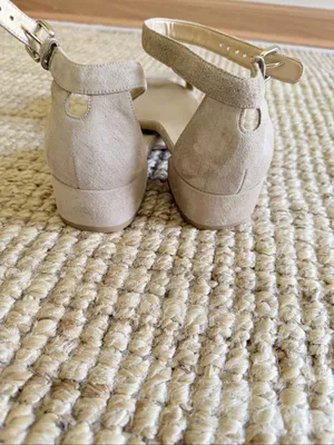 Stuart Weitzman Nude Suede Ankle Strap Low Block Heel Sandals Size 8M thumbnail 3
