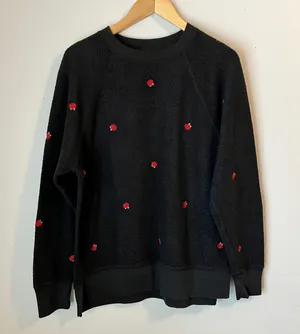 Victorias Secret PINK Embroidered Rose Oversized Crewneck Sweatshirt thumbnail 1