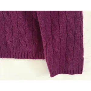 Lord & Taylor Cashmere Sweater Womens Large Purple Cable Knit Crew Neck Pullover thumbnail 4