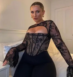 House Of CB BRIELLE BLACK LACE PEPLUM SLEEVE CORSET TOP thumbnail 6