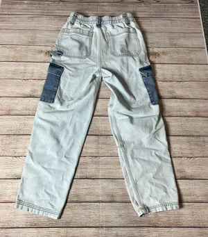 High Waist Two Tone Y2K Cargo Jeans thumbnail 6