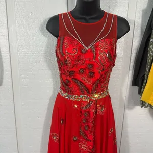 Gail McInnes Designs Red Sleeveless Dress with Detachable Skirt See Measure EUC thumbnail 4