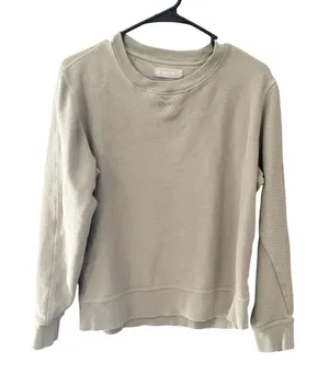 Everlane Women Sage Green‎ Ribbed Cotton Crewneck Sweatshirt Size M Casual thumbnail 1