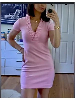 Excellent condition Gorgeous Lilly Pulitzer Pink Ruffle Short Sleeve Dress thumbnail 6
