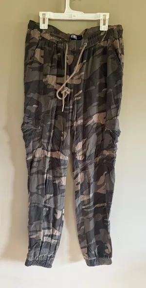 Rewash Brand Womens Camo‎ Cargo Joggers Green Brown Camouflage Pants Size M thumbnail 1