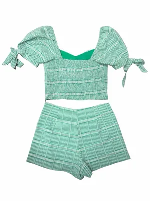 TCEC Gingham Puff Sleeve Crop Top + Skort Set // Picnic Coquette Summer Vibe M thumbnail 8