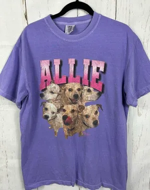 Comfort Colors 90s Customized Pet T-Shirt “Allie” in Purple thumbnail 1