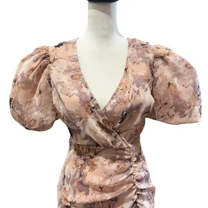 MISSGUIDED Mini Dress Size 0 Pink NWT Floral Coquette Flirty Puff Sleeve Frill thumbnail 8