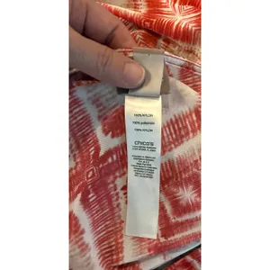 Chicos 3 US XL Top Red White Ikat Diamond Print Dolman Sleeve Scoop Neck Artsy thumbnail 5