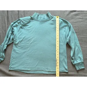 Vintage Pari Sport Club Mock Neck Shoulder Pad Sweatshirt Sage Green Womens M thumbnail 4