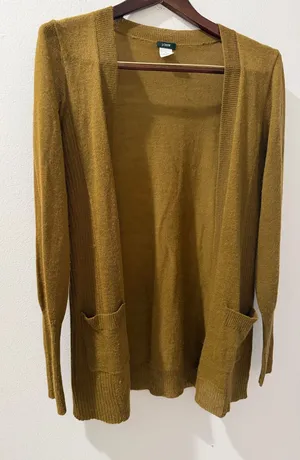 J crew mustard open front pocket knit cardigan  thumbnail 1