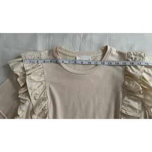Anthropologie Karina Ruffle Top Size XL 100% Cotton Cream Ruffled Blouse Boho thumbnail 8