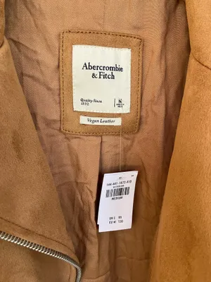 NWT Abercrombie & Fitch Women's Tan Suede Moto Jacket thumbnail 2