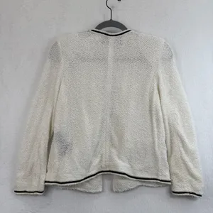 The Kooples Ivory Boucle Blazer‎ Size 38/M Open Front Black Trim Pockets thumbnail 9