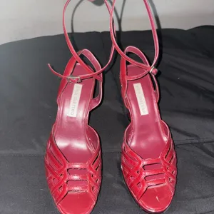 Elegant Pin Up Red Strappy Heels thumbnail 2