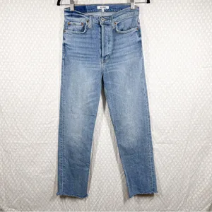 Re/Done Light Wash High Rise 70s‎ Stove Pipe Jeans thumbnail 3