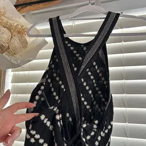 Free People Black Embroidered Criss Cross Open Back Mini Dress Small boho thumbnail 4