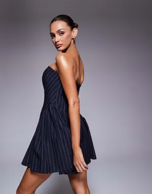 ASOS Pinstripe Bandeau Mini Dress - Size US 10 thumbnail 2