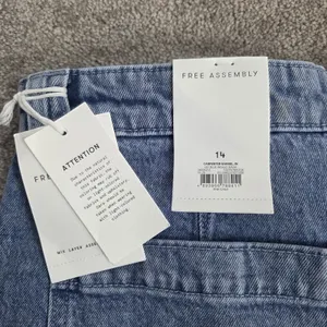 NWT Free Assembly Size 14 Light Wash Barrel Leg High Rise Utility Carpenter Jean thumbnail 8
