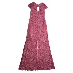 Harlyn Anthropologie Pomegranate Keyhole Maxi Lace Dress Burgundy‎ S Cap Sleeve thumbnail 6