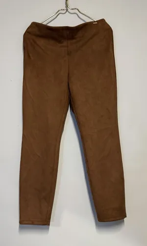T Tahari Pants Womens Medium Brown‎ Faux Leather High Rise Stretch Pull On Slim thumbnail 1