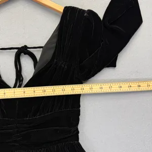 The Kooples Black Velvet Ruched Mini Dress FROB18041K‎ Size 1 NEW thumbnail 4