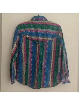 Rodeo Western Wear Bright Colored Southwestern Long Sleeve Button Down Shirt thumbnail 7