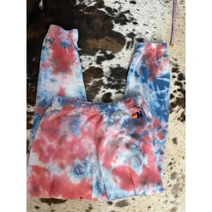 Aviator Nation Light Weight Hand Dyed Sweatpants Tie Dye Red Size Extra Small thumbnail 2