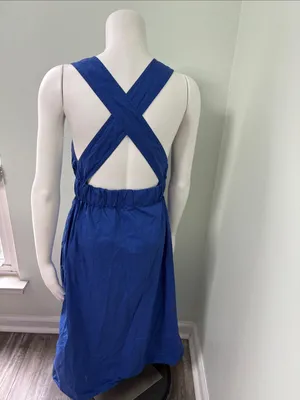 Everlane Clean Cotton Cross-Back Midi Dress Azure Blue Ooen-back Sundress 2 thumbnail 6