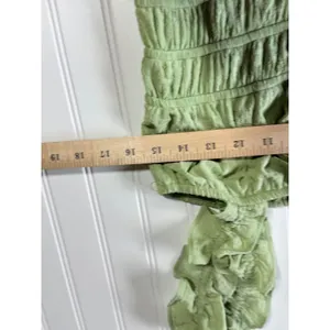 Kingston Grey Sage Green Ruffle Smocked Tiered Midi Dress Cottagecore Boho Large thumbnail 10