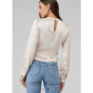 ASTR the Label Lilith‎ Satin Cowl Neck Long Sleeve Blouse Champagne M $98 thumbnail 3