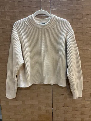Acne Studios Ribbed Knit Sweater XS Cream Ivory Oversized Boxy Crewneck Luxury thumbnail 2