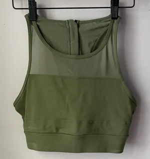 Zyia Olive Green All Star High Neck Sports Bra thumbnail 1