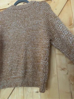 Abercrombie & Fitch Chunky Knit‎ Crewneck Sweater Brown White Size S Oversized thumbnail 6