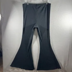 3211 | Aerie Ribbed Flare Bell Bottom Lounge Pants Black Women XL thumbnail 2