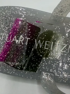 Stuart Weitzman Sallie Jelly Sandals 9 Silver Glitter T Strap Clear NWOB thumbnail 9