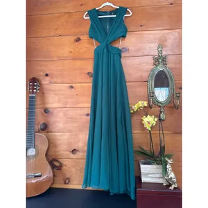 NWT Lulus Vivid Imagination Emerald Green Cutout Maxi Dress Wedding Medium thumbnail 4
